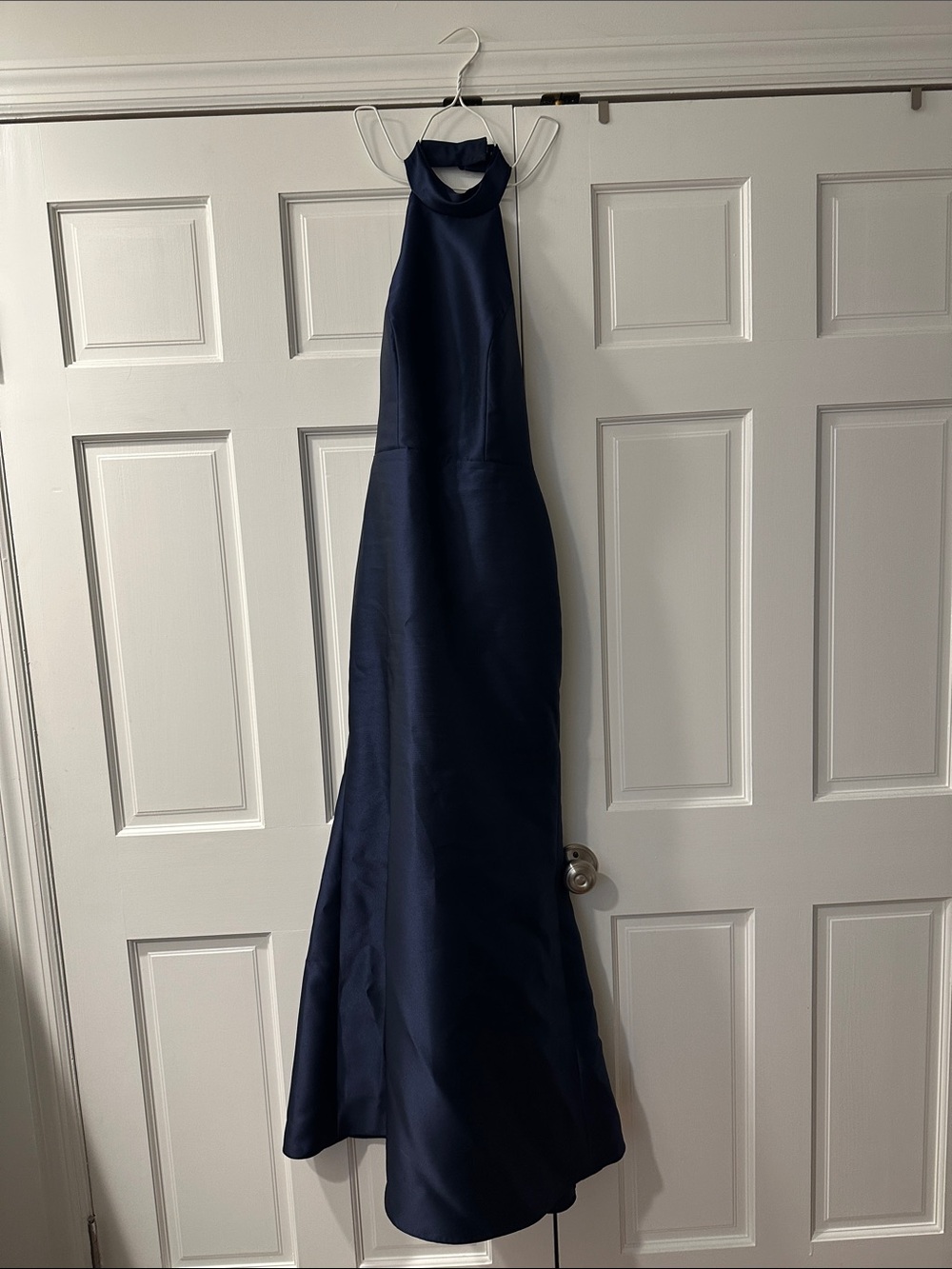 ALFRED SUNG Navy High-Neck Maxi Gown